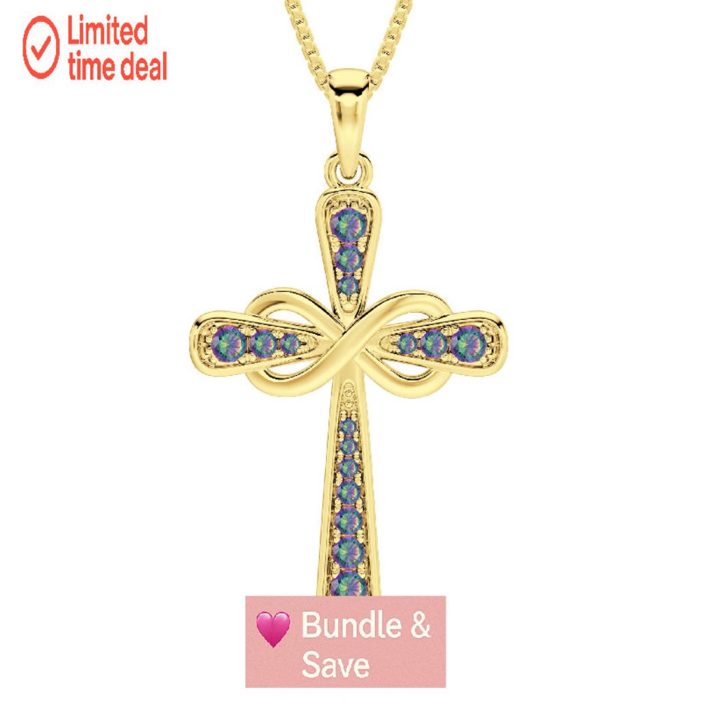 Sterling Silver Cross Pendant Necklace With Birthstone, 18+2" Chain